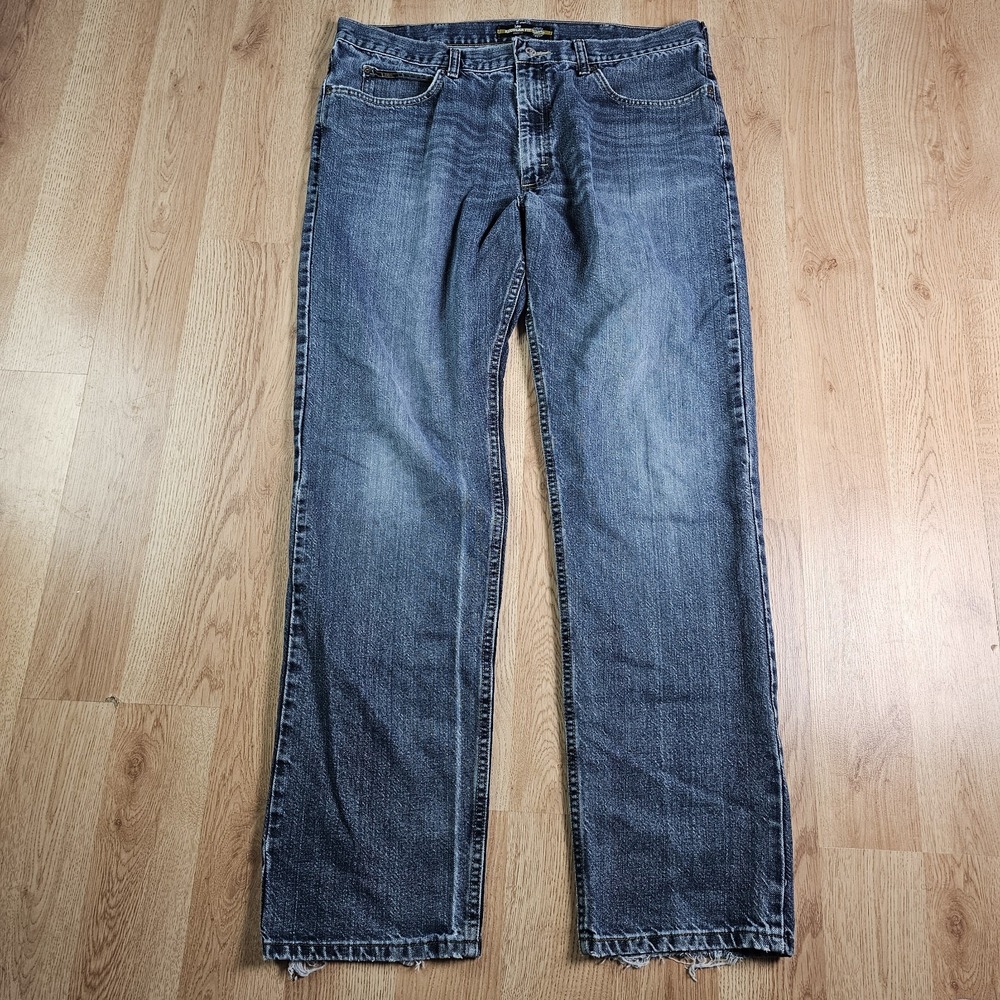 Lee Regular Fit Straight Leg Jeans Mens 38x34‎ Blue Denim Distressed 2008934